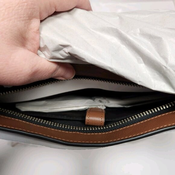 Coach New York Brown Pebbled Leather Charles Varsity Stripe Bag New W Tag - Picture 11 of 13